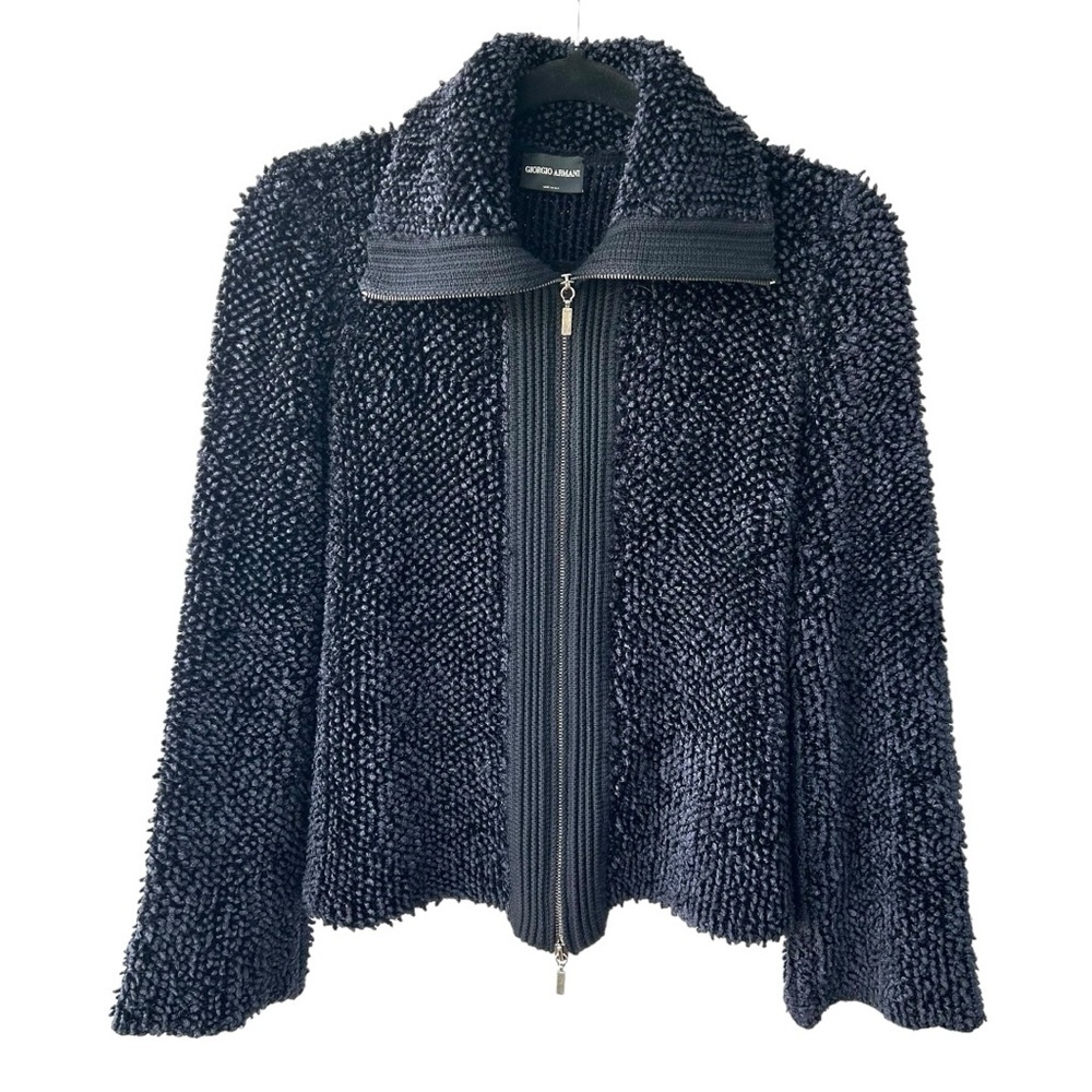 Giorgio Armani Black Textured Cardigan